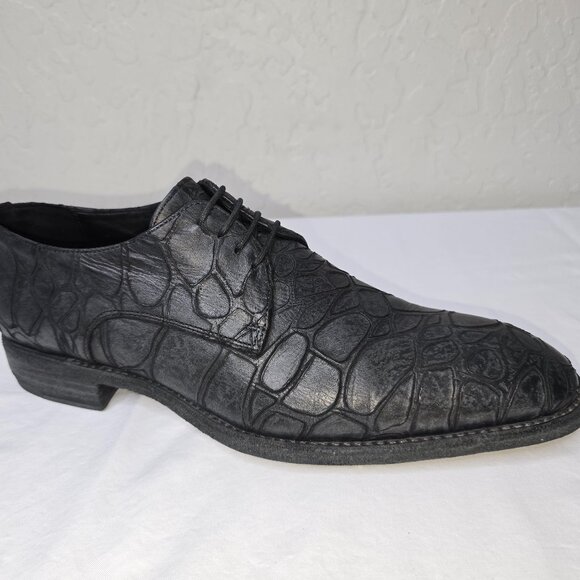 Jean Baptiste Rautureau Grey Leather Croco Alligator Print Oxfords Men's 10 / 43 - Picture 2 of 9